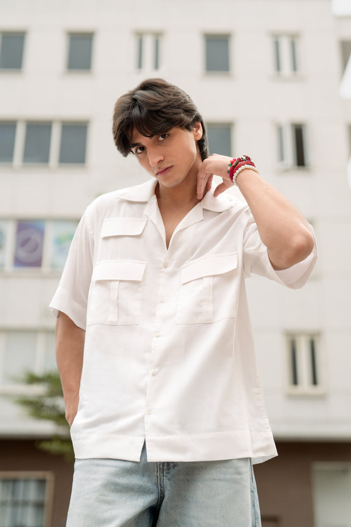 Classic White Utility Shirt – Short Sleeve