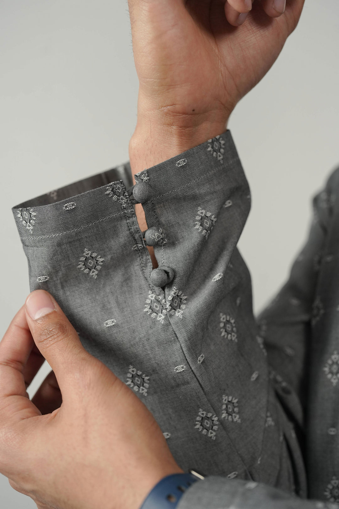 Grey Self Design Kurta Pajama