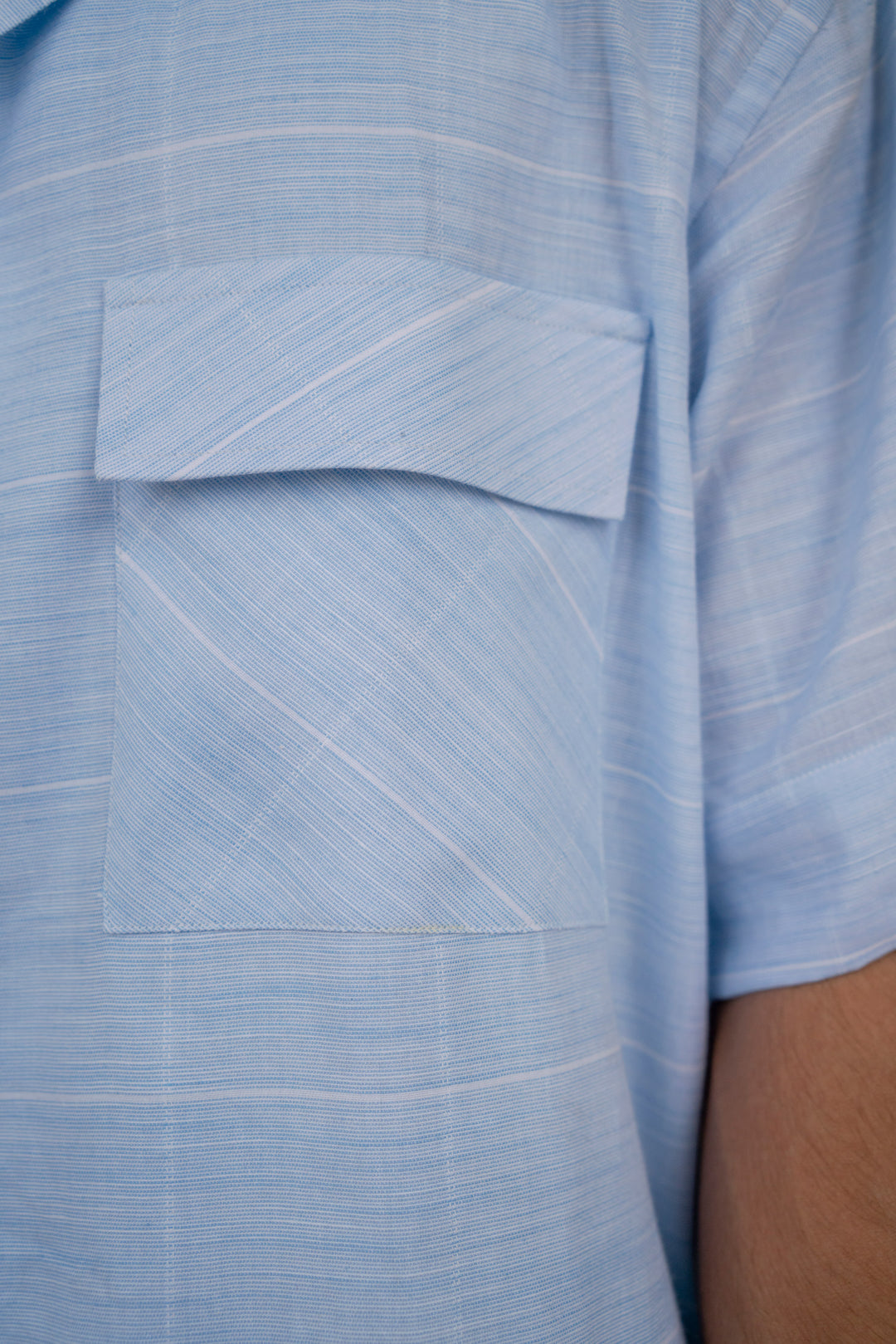 Skyline Linen-Texture Shirt – Ice Blue