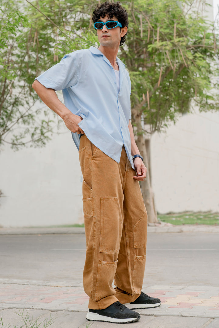 Ice Blue Drop Shoulder Shirt