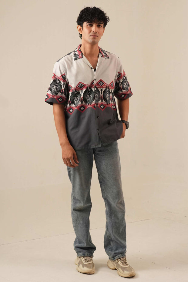 Grey Drop Shoulder Cowboy Shirt