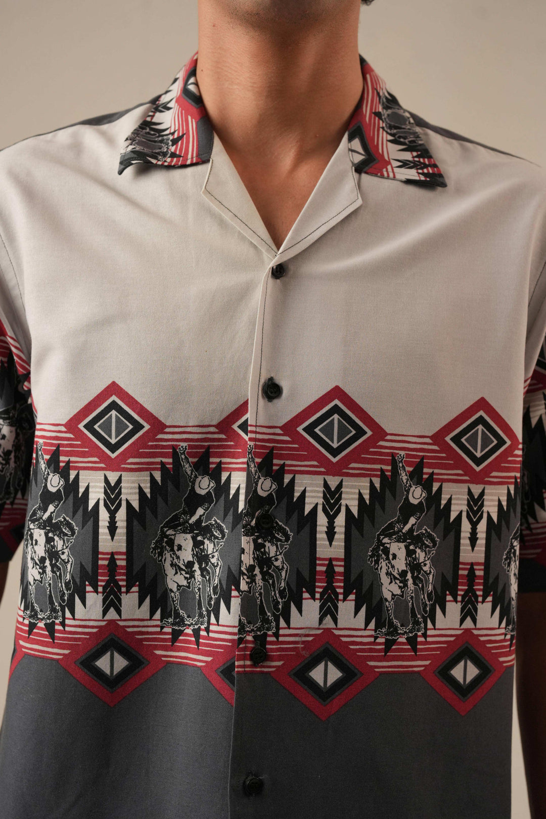 Grey Drop Shoulder Cowboy Shirt