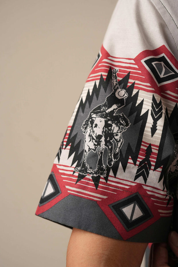 Grey Drop Shoulder Cowboy Shirt
