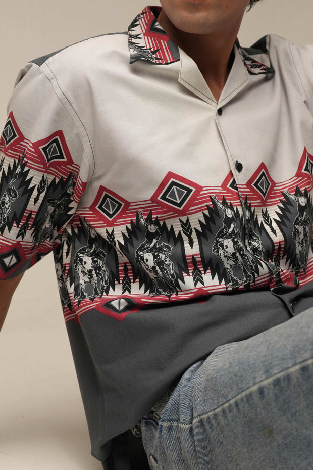 Grey Drop Shoulder Cowboy Shirt