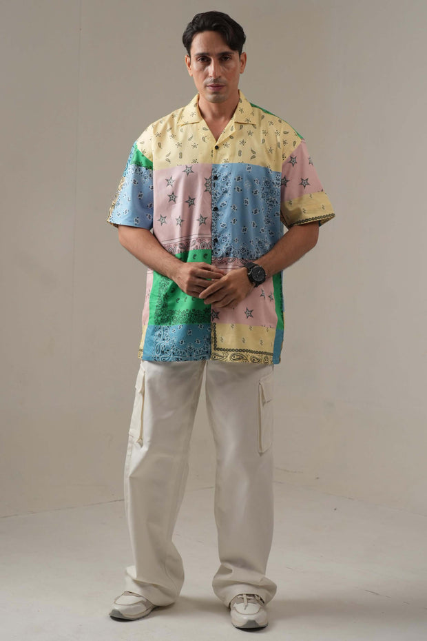 Multicolor Printed Drop Shoulder Shirt