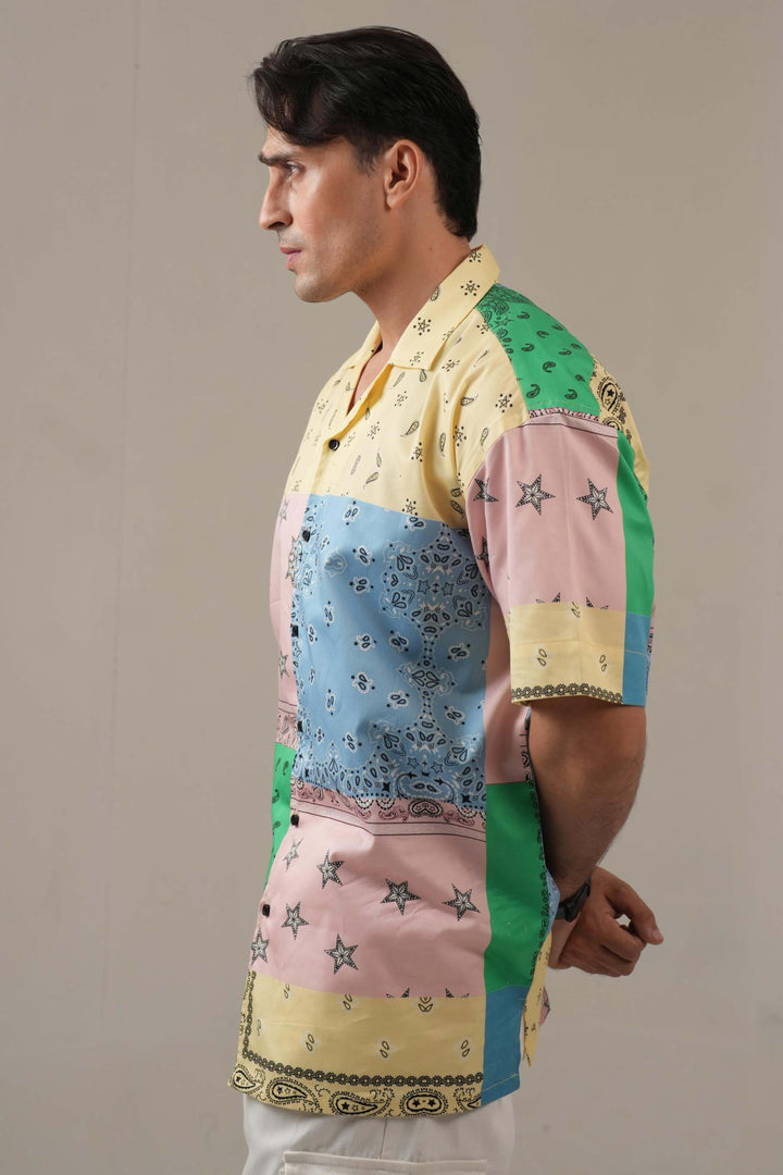 Multicolor Printed Drop Shoulder Shirt