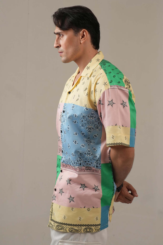 Multicolor Printed Drop Shoulder Shirt