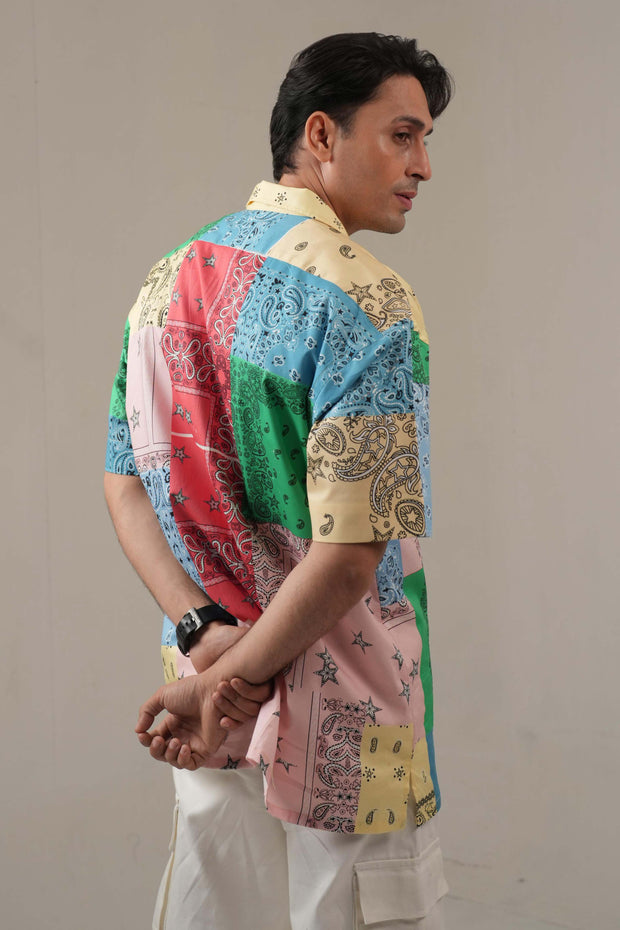 Multicolor Printed Drop Shoulder Shirt