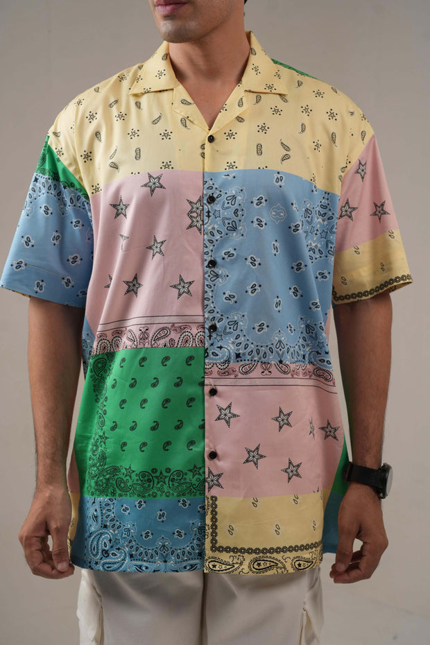 Multicolor Printed Drop Shoulder Shirt