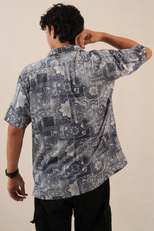 Vintage Print Drop Shoulder Shirt