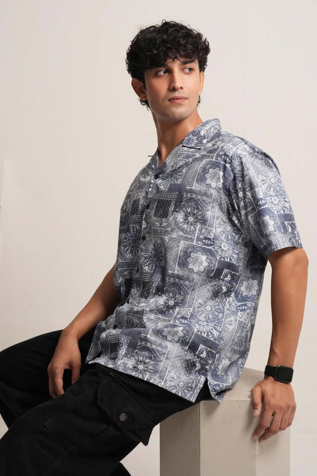 Vintage Print Drop Shoulder Shirt