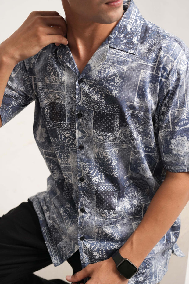 Vintage Print Drop Shoulder Shirt