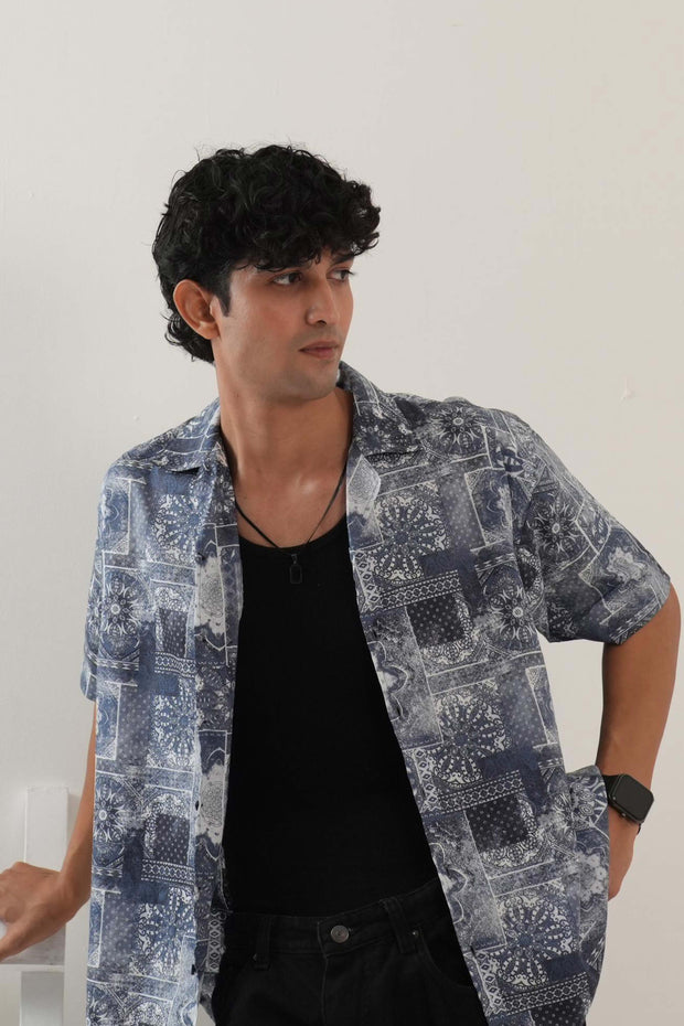 Vintage Print Drop Shoulder Shirt