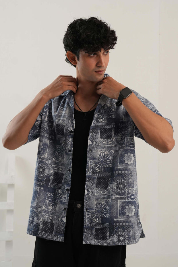 Vintage Print Drop Shoulder Shirt