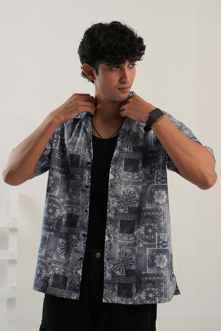 Vintage Print Drop Shoulder Shirt