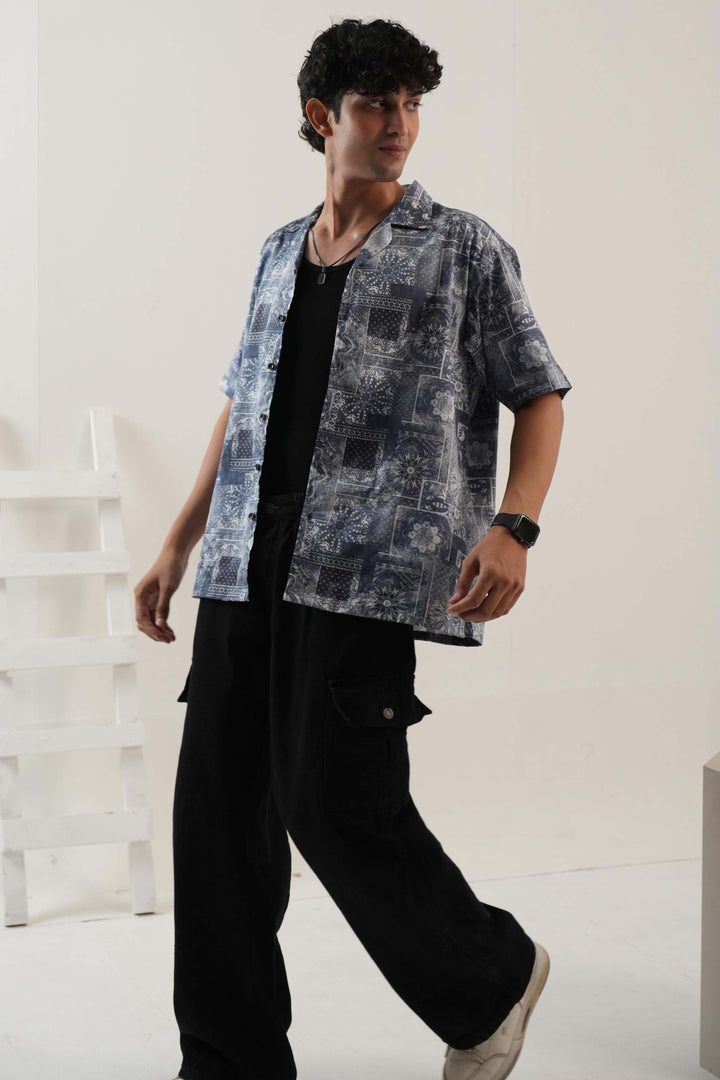 Vintage Print Drop Shoulder Shirt