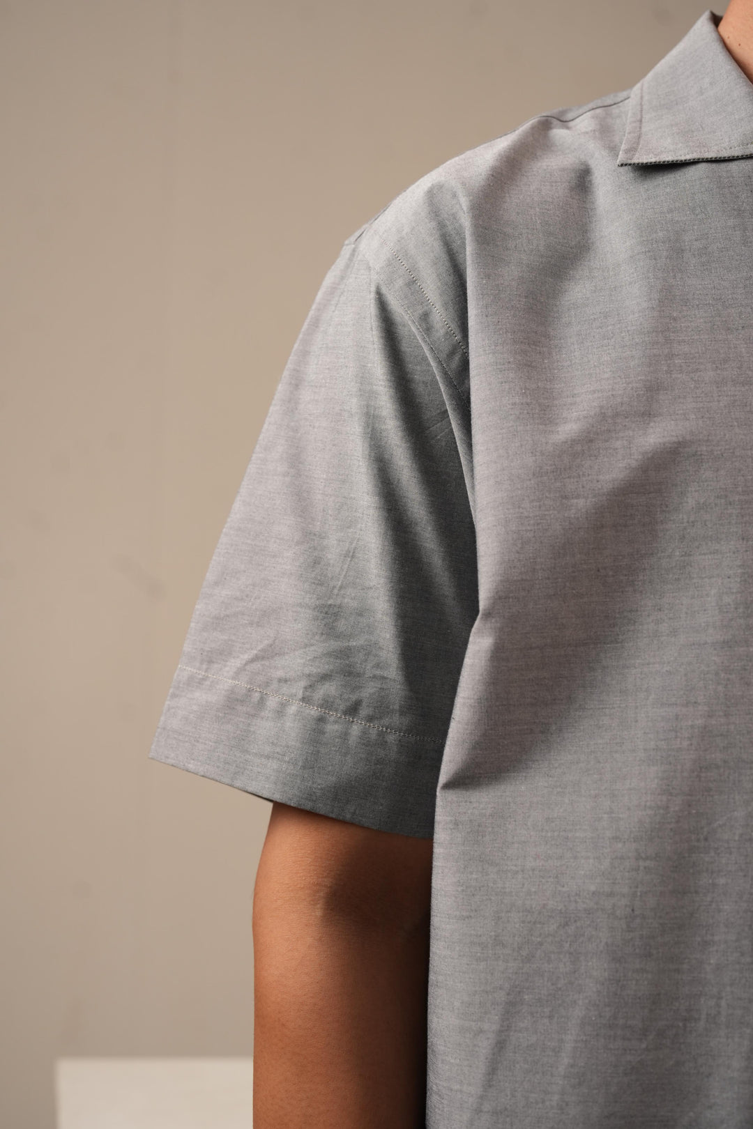 Grey Asymmetric Printed Drop Shoulder Shirt