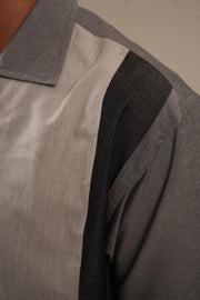 Grey Asymmetric Printed Drop Shoulder Shirt