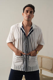 Front Stripe Shirt with Patch-Pocket Detail