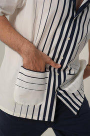 Front Stripe Shirt with Patch-Pocket Detail