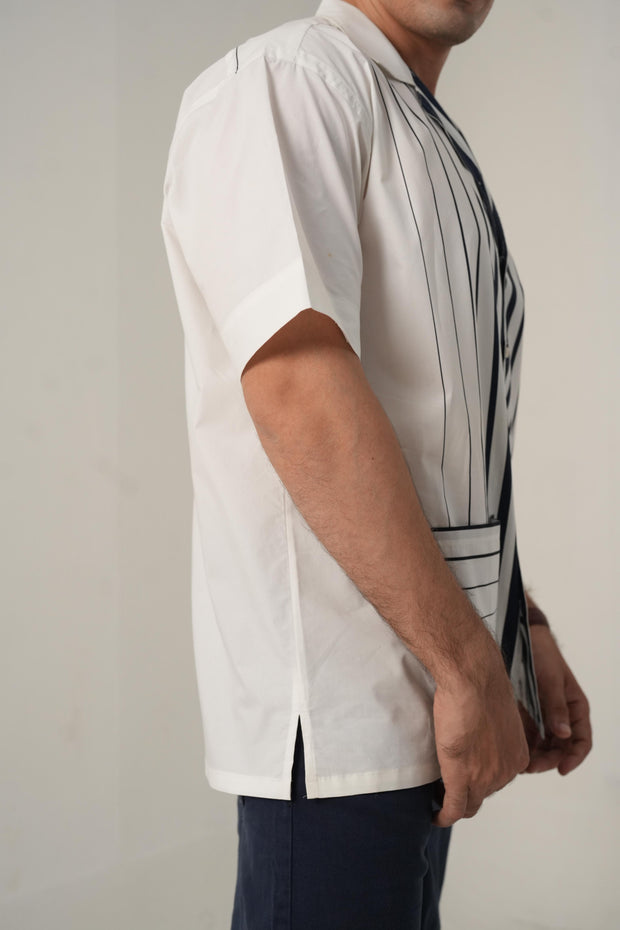 Front Stripe Shirt with Patch-Pocket Detail