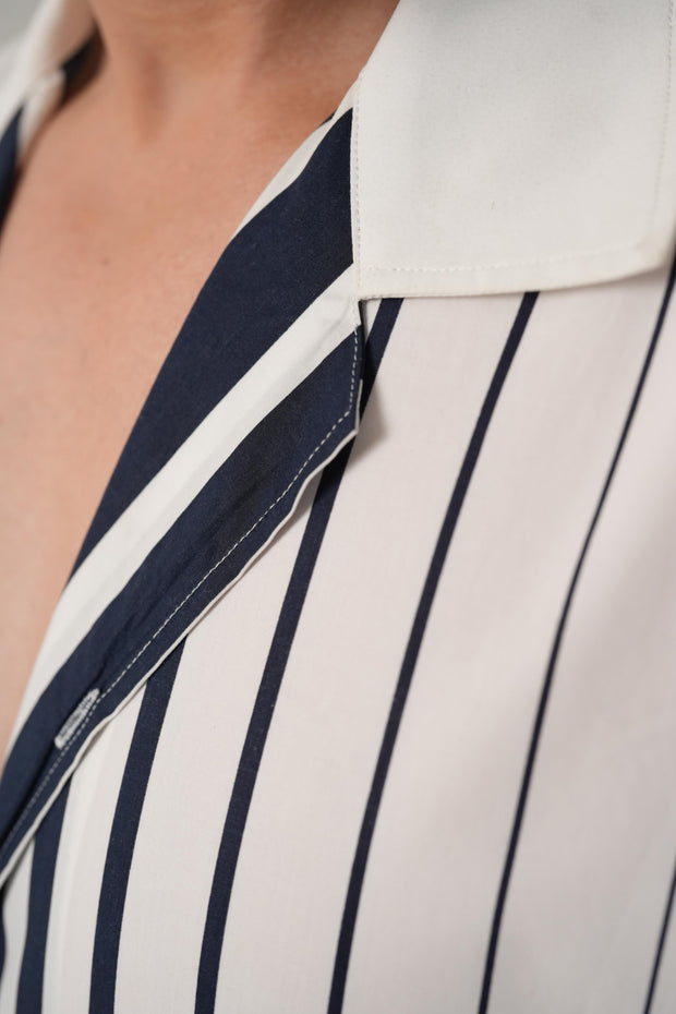 Front Stripe Shirt with Patch-Pocket Detail