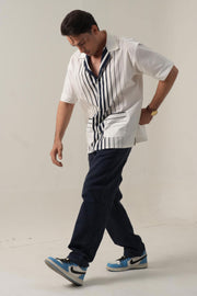 Front Stripe Shirt with Patch-Pocket Detail