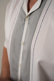 White & Grey Panelled Stripe Shirt