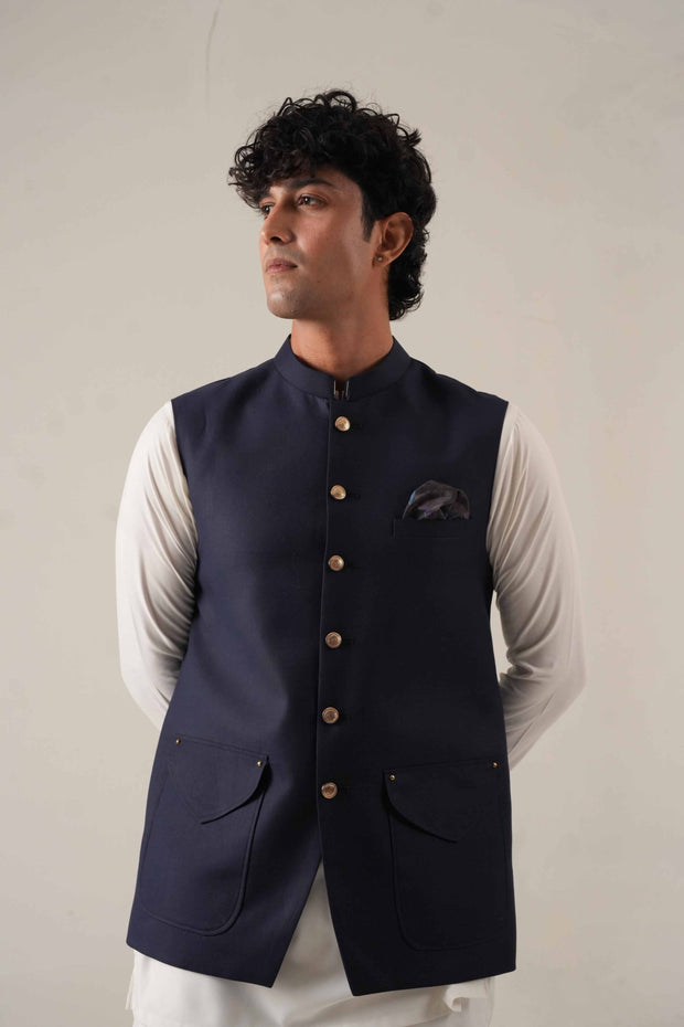 Navy Blue Jawahar Coat