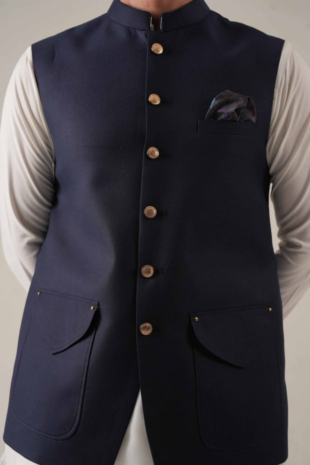 Navy Blue Jawahar Coat