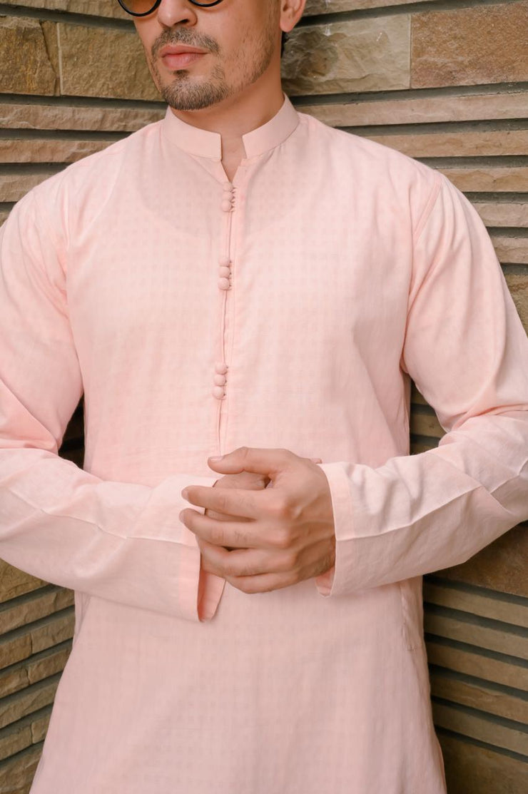 Self Embroidered Pink Kurta Pajama