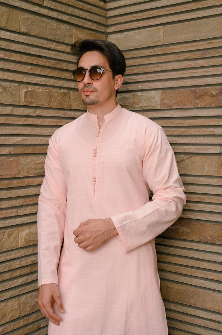 Self Embroidered Pink Kurta Pajama