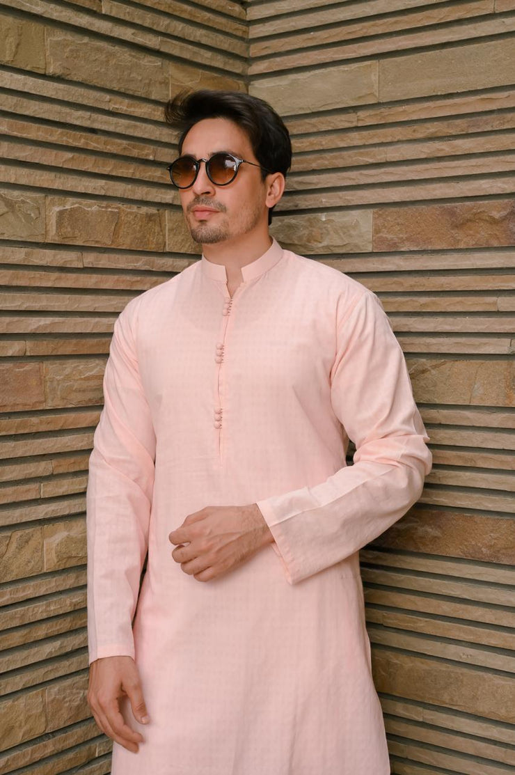 Self Embroidered Pink Kurta Pajama