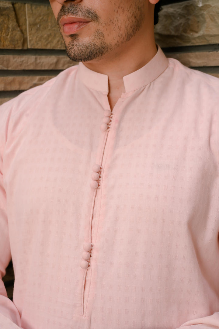 Self Embroidered Pink Kurta Pajama