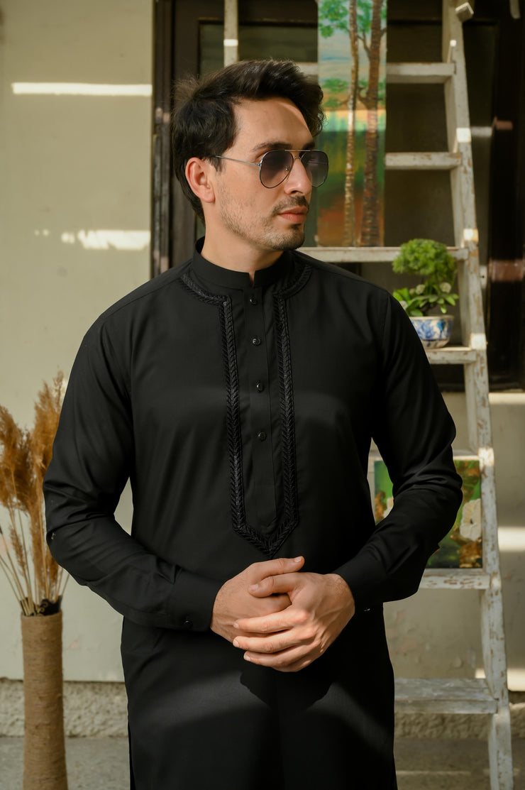 Black Embroidered Shalwar Kameez