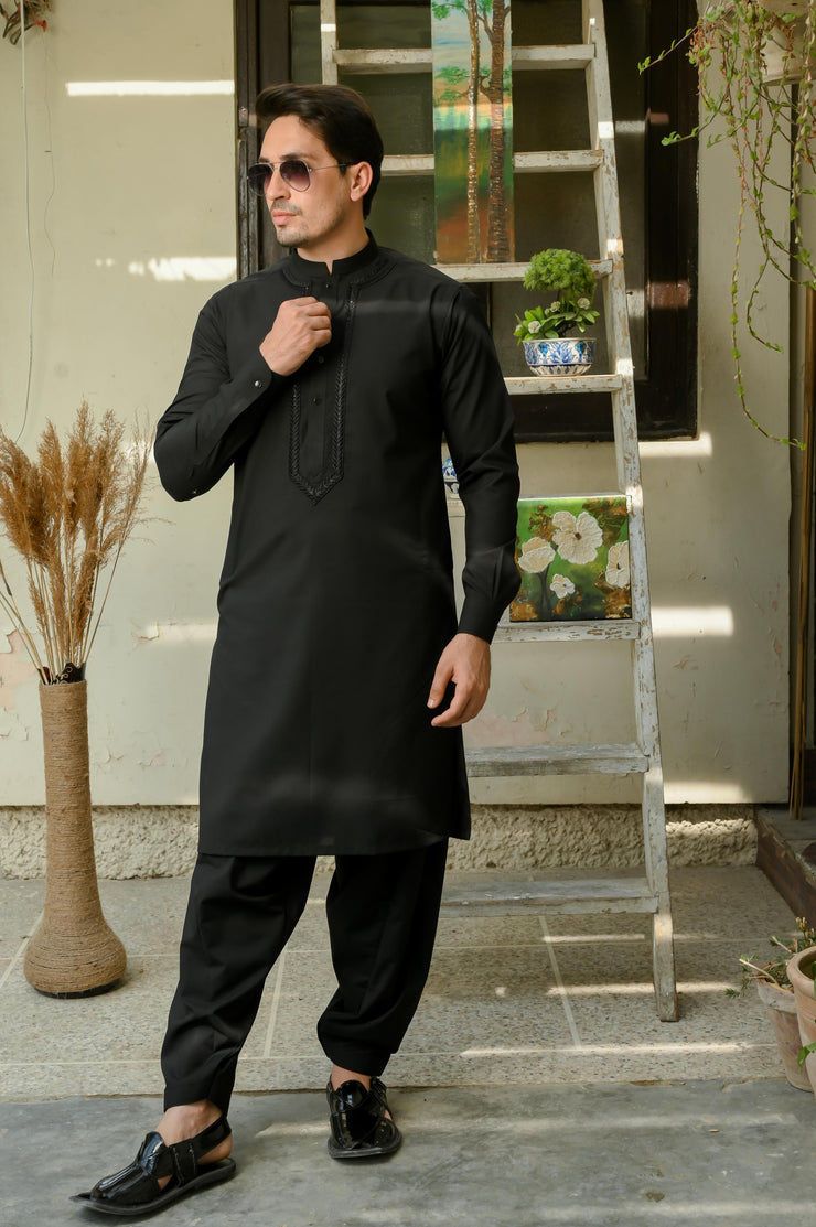 Black Embroidered Shalwar Kameez