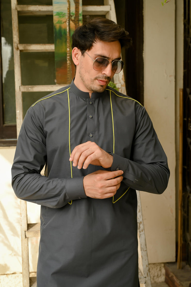 Elegant Gray Shalwar Kameez – Classic Comfort & Style