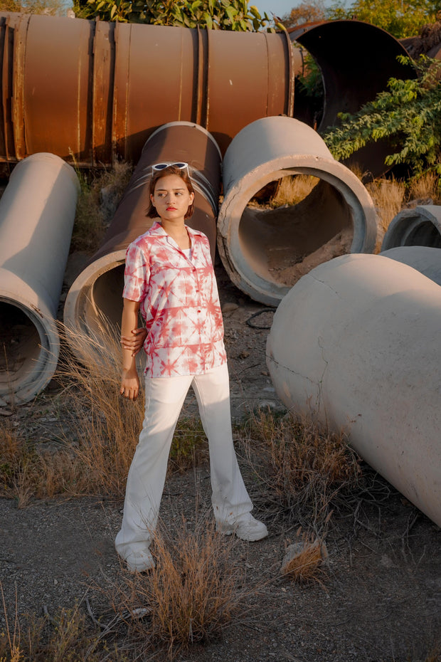 Pink Tie & Dye Drop Shoulder Shirt.