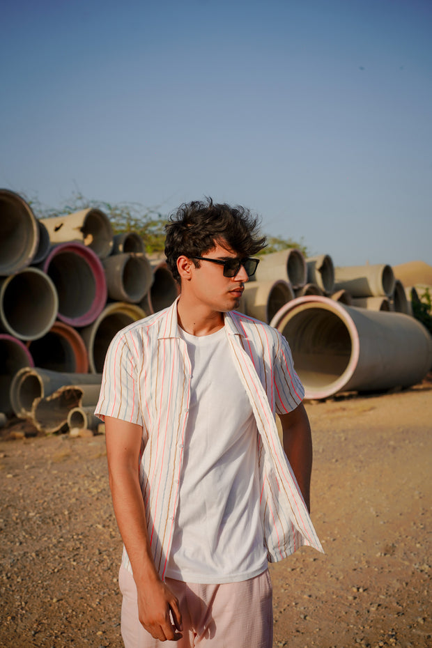 Glow Up: Fluorescent Stripe Revere Collar Shirt