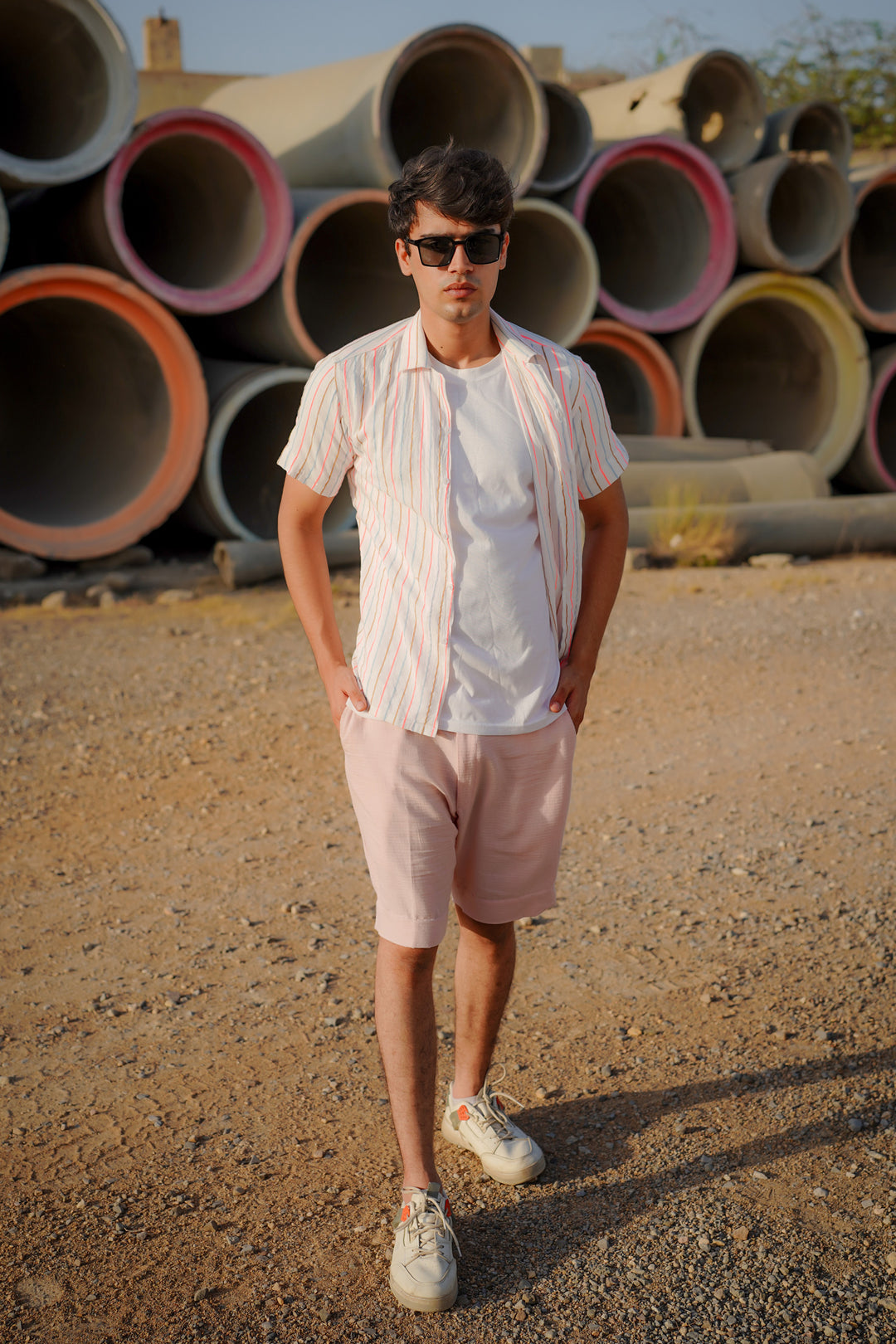 Glow Up: Fluorescent Stripe Revere Collar Shirt